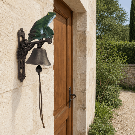 Grande campana de hierro fundido para puerta con rana
