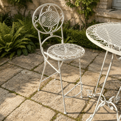Silla alta plegable de jardín con respaldo floral calado