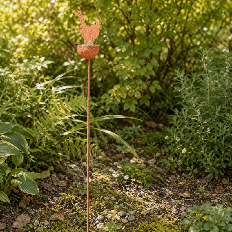 Estaca tutora decorativa de 98 cm colocada entre las plantas