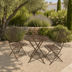 Conjunto de jardín bistró plegable marrón | 2 plazas