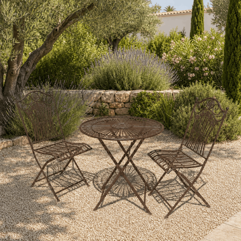 Conjunto de jardín bistró plegable marrón | 2 plazas