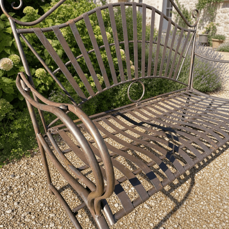 Asiento redondeado del banco de jardín de hierro forjado Arabesque