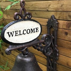 campana mural decorativa para jardín con welcome