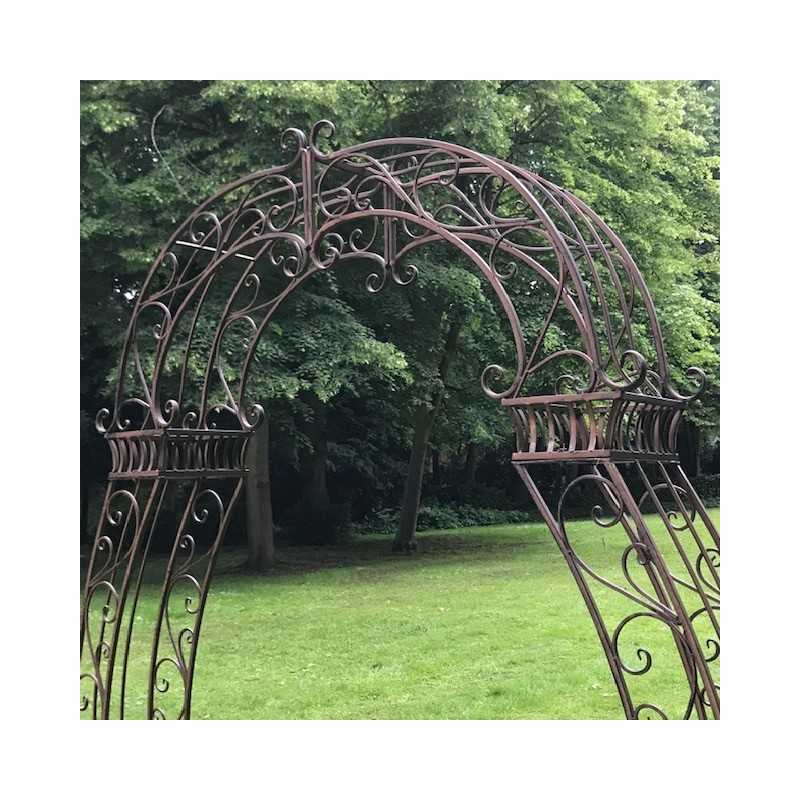 Arco para rosales de hierro forjado marrón patinado