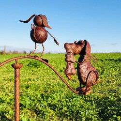 Balancín de perros para jardín en hierro oxidado