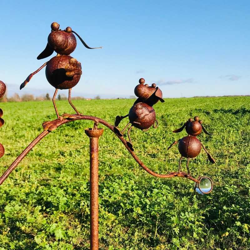 Balancín de perros para jardín en hierro oxidado
