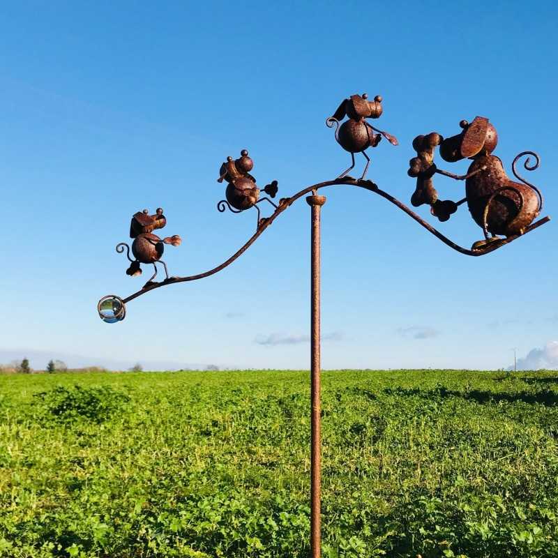 Balancín de perros para jardín en hierro oxidado