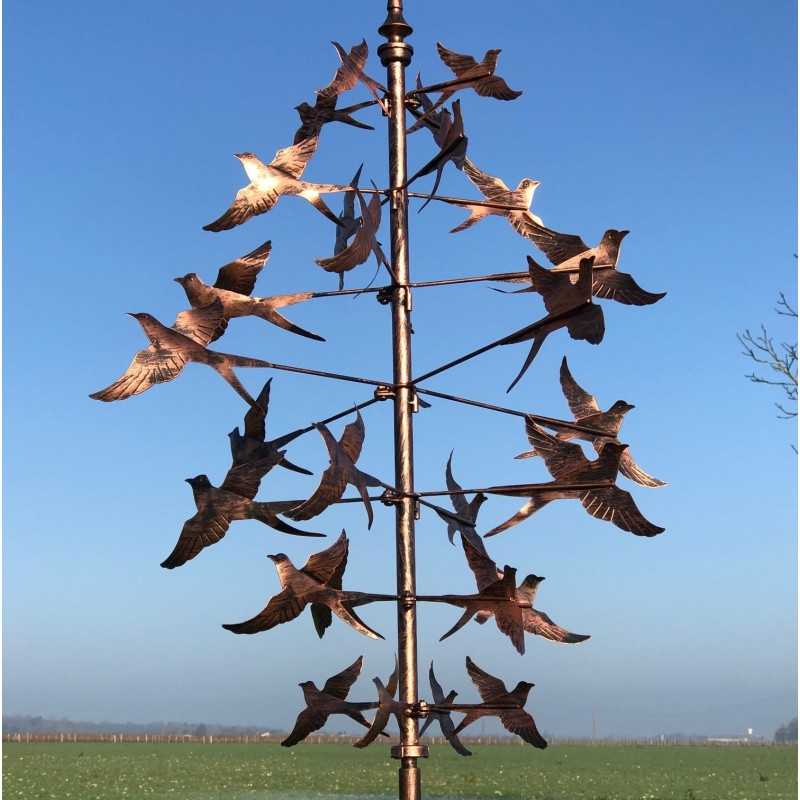 Moulin à Vent De Jardin En Métal Éolienne Décorative motif Hirondelle vue de près 