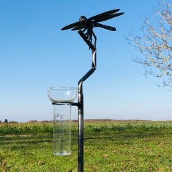 Pluviómetro de jardín de acero inoxidable con libélula – 134 cm