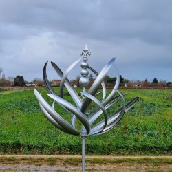 Molino de viento decorativo de jardín en hierro gris modelo Orcher