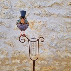 Pluviómetro decorativo con pájaro y sombrero – 145 cm