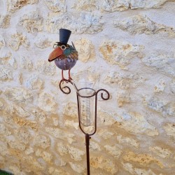 Pluviómetro decorativo con pájaro y sombrero – 145 cm