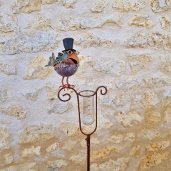 Pluviómetro decorativo con pájaro y sombrero – 145 cm