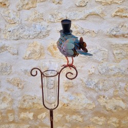 Pluviómetro decorativo con pájaro y sombrero – 145 cm