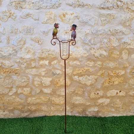 Pluviómetro decorativo con dos cuervos posados – 129 cm