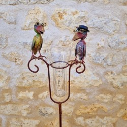 Pluviómetro decorativo con dos cuervos posados – 129 cm