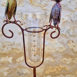 Pluviómetro decorativo con dos cuervos posados – 129 cm