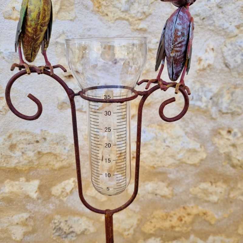 Pluviómetro decorativo con dos cuervos posados – 129 cm