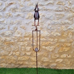 Balancín decorativo de jardín de metal con búho de colores