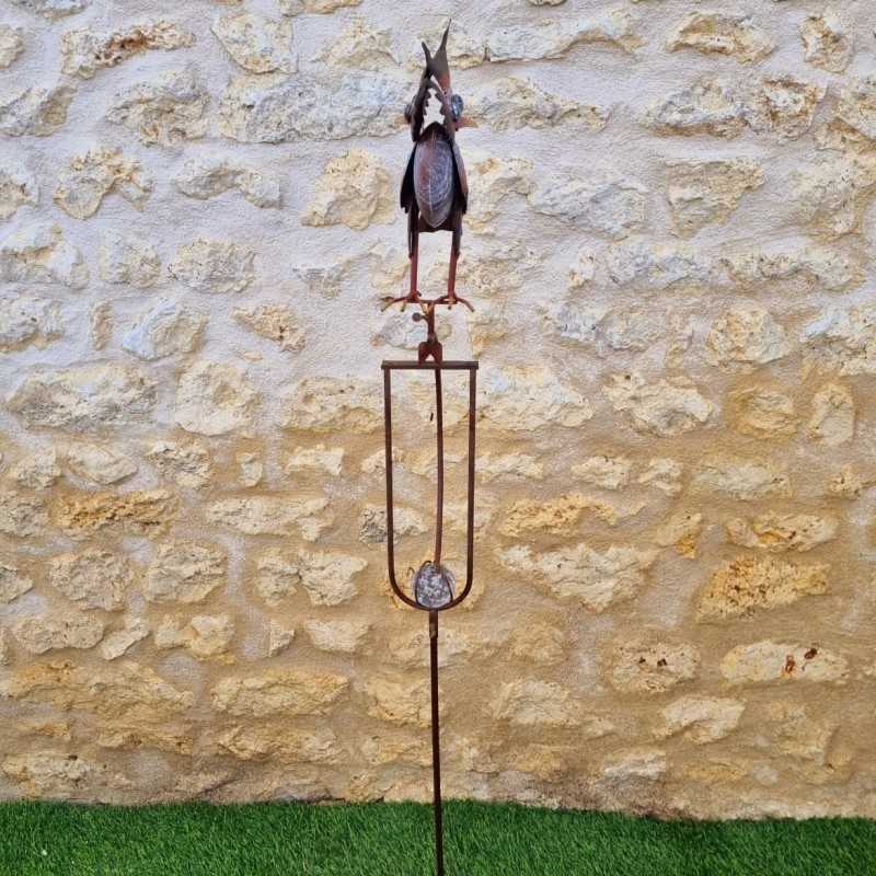 Balancín decorativo de jardín de metal con búho de colores