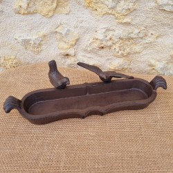 Baño para pájaros de hierro fundido ovalado