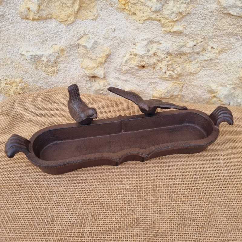 Baño para pájaros de hierro fundido ovalado