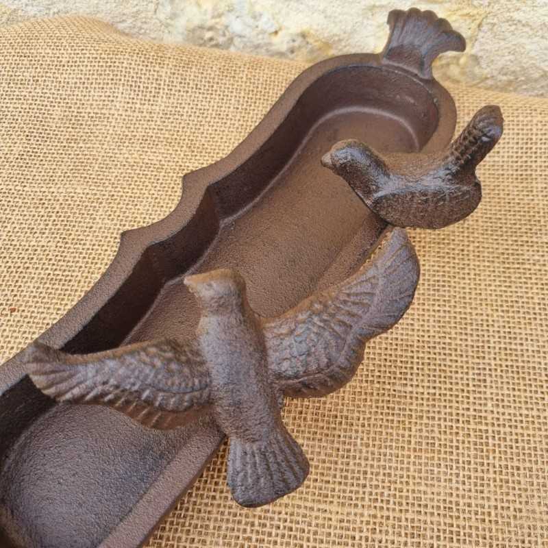 Baño para pájaros de hierro fundido ovalado