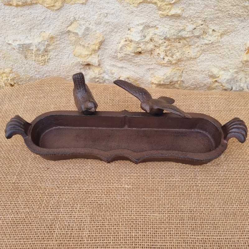 Baño para pájaros de hierro fundido ovalado