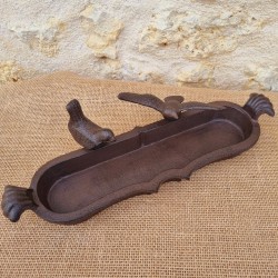 Baño para pájaros de hierro fundido ovalado