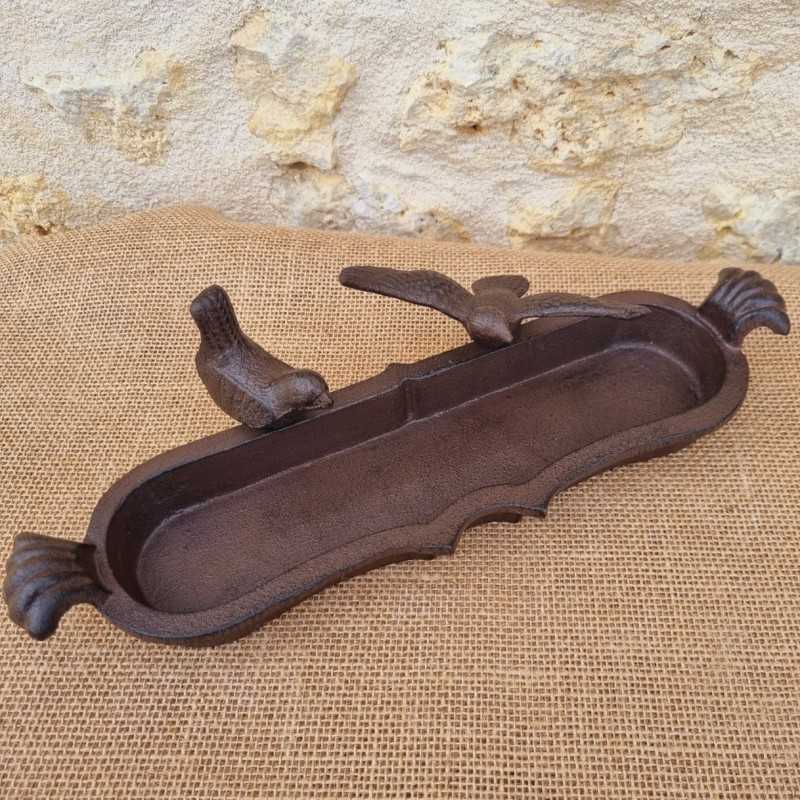 Baño para pájaros de hierro fundido ovalado