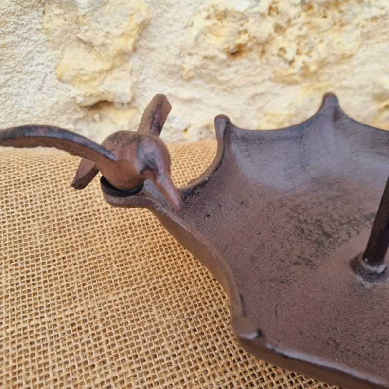 Bain d'oiseaux, mangeoire en fonte à poser en forme de parapluie