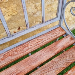 Banco de jardín de hierro forjado y madera