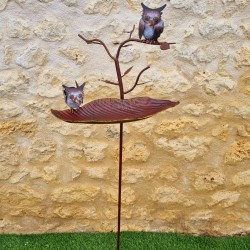 Bain d'oiseau sur pic en fer Chouette ,mangeoire H127 cm 39,90 € LEZARD DU JARDIN