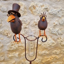 Pluviómetro decorativo con dos cuervos – 145 cm