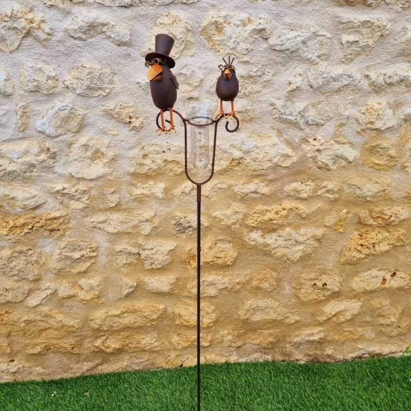 Pluviómetro decorativo con dos cuervos – 145 cm