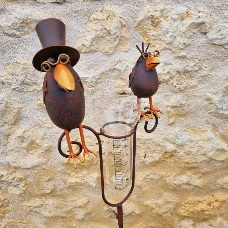 Pluviómetro decorativo con dos cuervos – 145 cm