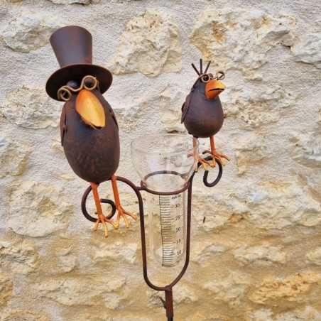 Pluviómetro decorativo con dos cuervos – 145 cm