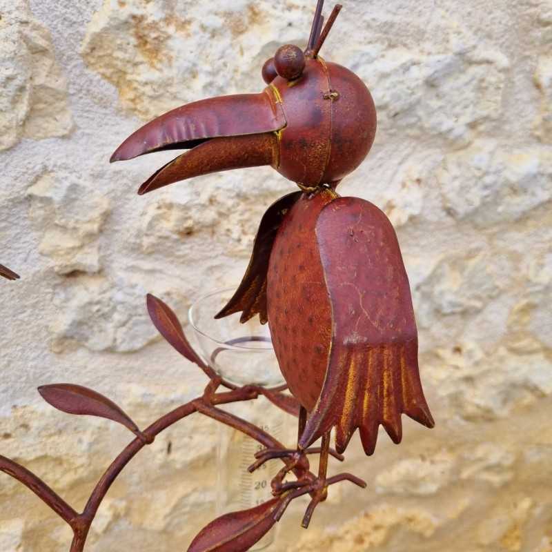 Pluviomètre décoratif motif corbeaux couleur rouille 127 cm 39,90 € LEZARD DU JARDIN