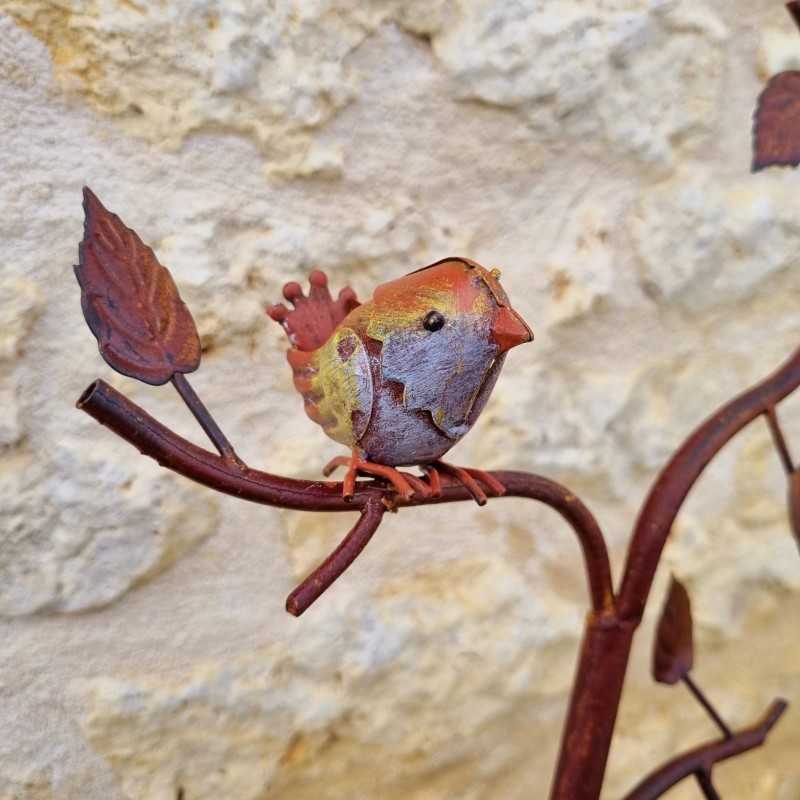 Baño para pájaros con pincho de hierro de colores, comedero de 127 cm de alto