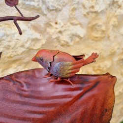 Baño para pájaros con pincho de hierro de colores, comedero de 127 cm de alto