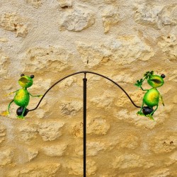 Balancín de jardín con dos ranas de colores