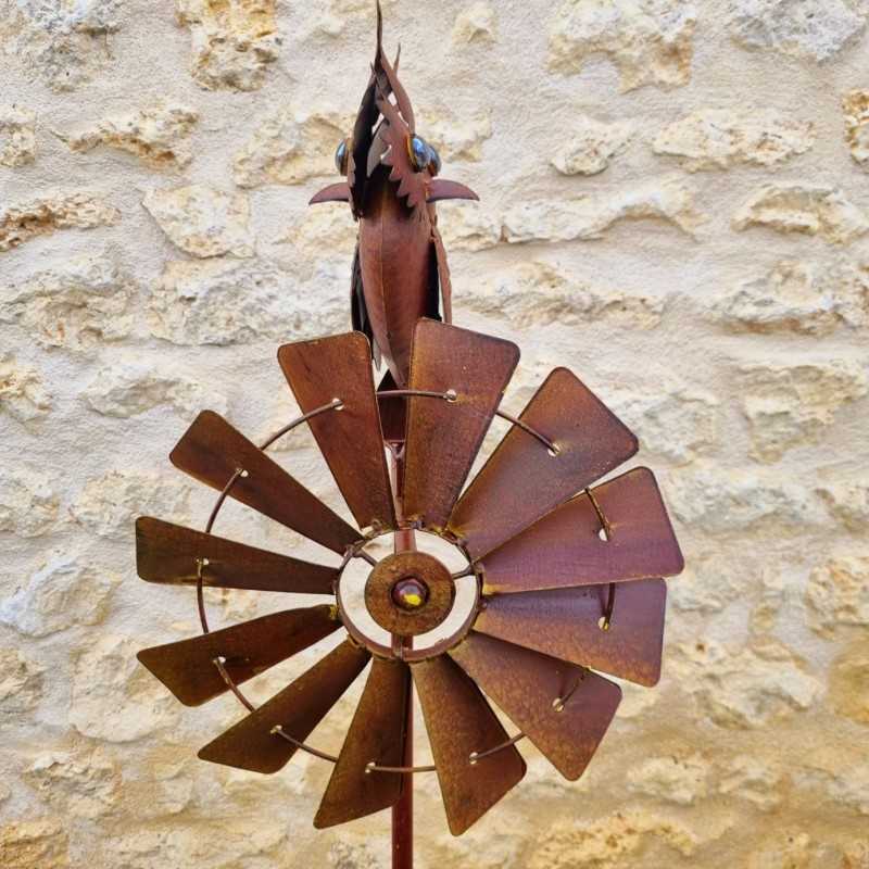 Pincho, molino de viento decorativo para jardín en hierro con motivo de búho acabado óxido 54,90 € LEZARD DU JARDIN