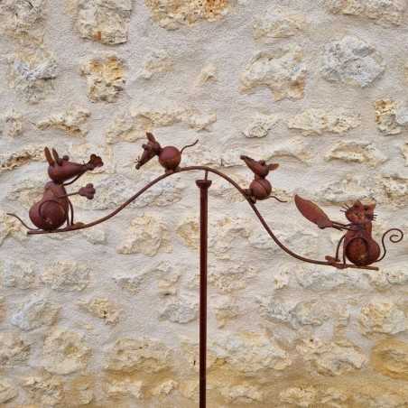 Mobile de Jardin décoration métal chat et souris hauteur 156 cm 39,90 € LEZARD DU JARDIN