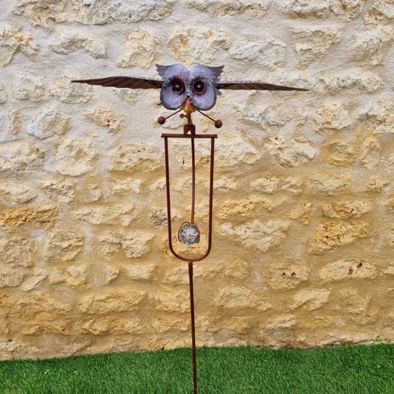 balancier de jardin pic tuteur décoratif hibou H132 45,90 € LEZARD DU JARDIN
