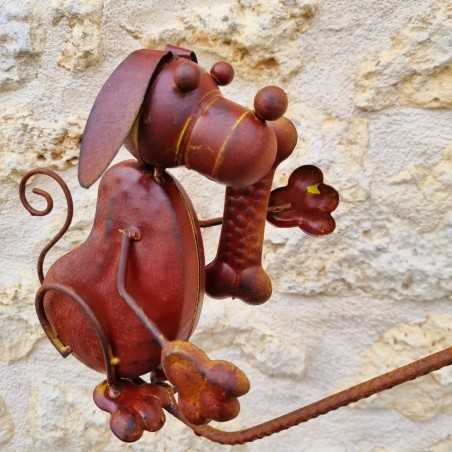 Mobile de jardin en fer motif chiens et os décoratif 156 cm vue des chien en détail