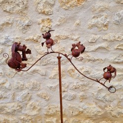 Mobile de jardin en fer motif chiens et os décoratif 156 cm vue entière