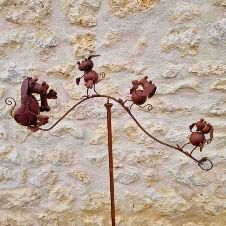 Mobile de jardin en fer motif chiens et os décoratif 156 cm vue entière