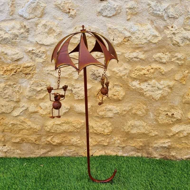 Pic de Jardin Décoratif - Mobile Molino de viento decorativo de jardín en hierro Gato y Ratón