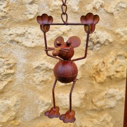 Pic de Jardin Décoratif - Mobile Éolienne en Fer Chat et Souris | Lézard du Jardin