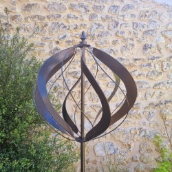 Molino de viento decorativo para jardín Châteaudun | Molino de viento en metal marrón patinado